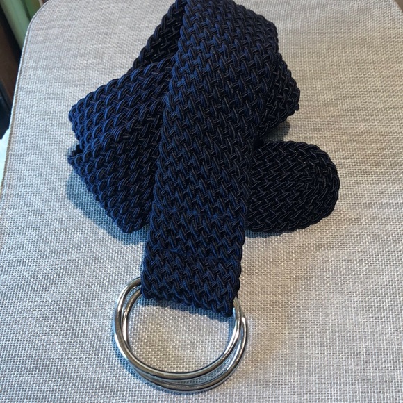 Ralph Lauren woven nylon navy blue belt double d ring closure 2” wide 44” long - Picture 1 of 5